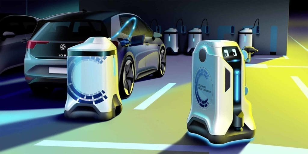 Volkswagen Group Components’ mobile charging robot.