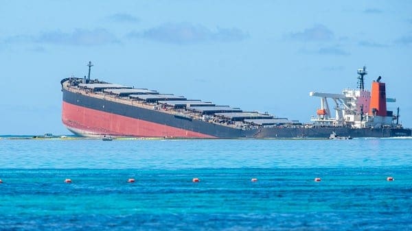 The “MV Wakashio”, a Panamanian-flagged vessel, wrecked off the coast of Mauritius